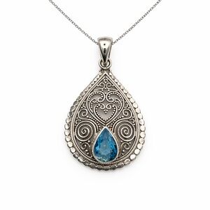 Blue Topaz Teardrop S925 Pendant
